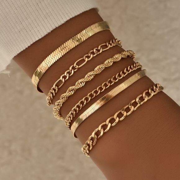 Jewelry - 6pcs gold plated chain bracelets